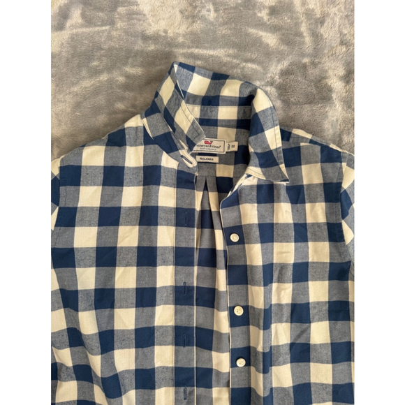Vineyard Vines Women’s Performance Blue and White Plaid Full Button Up 00 - Picture 3 of 8
